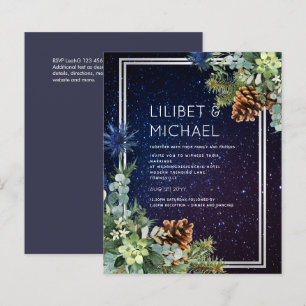 Papier Nuit étoilée Eucalyptus bleu chardon hiverMariage