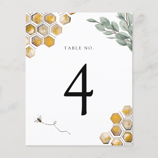 Papier Numéro de table de la douche d'abeille et d'eucaly (Devant)