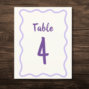 Papier Numéro de table de la Fête des mariées violet en g