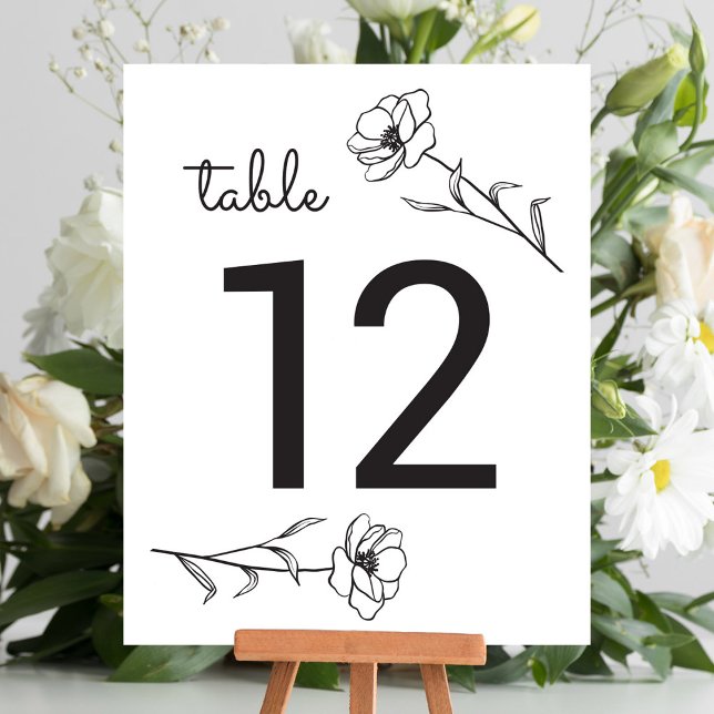 Papier Numéro de table du Mariage fleur sauvage (Wildflower Wedding Table Number)