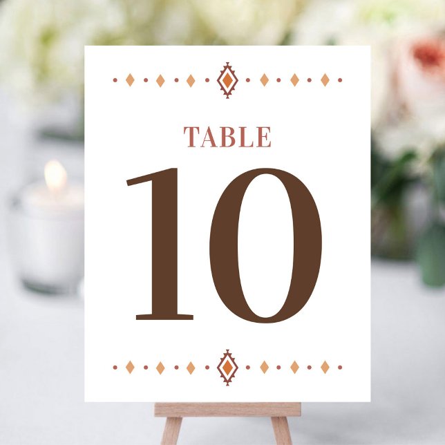 Papier Numéro de table du Mariage occidental (Western Wedding Table Number)