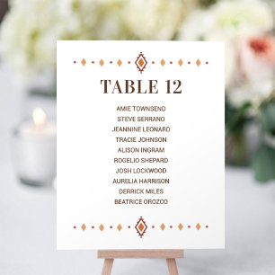 Papier Numéro de table du Mariage occidental avec des nom