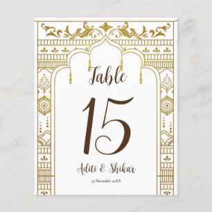 Papier Numéro de table Mandap d'or avec les noms de coupl