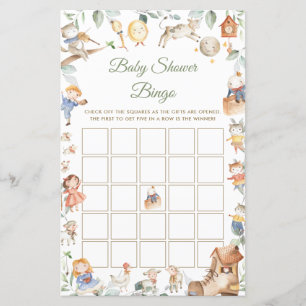 Papier Nursery Rhyme Green Baby shower Bingo Jeu