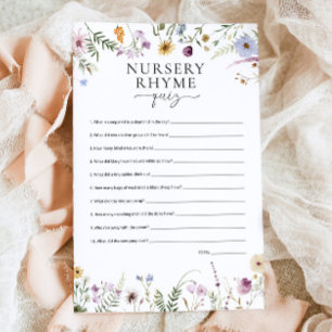 Papier Nursery Rhyme Quiz Baby shower Fleur sauvage