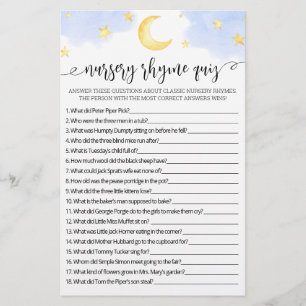 Papier Nursery Rhyme Quiz jeu de Baby shower avec réponse
