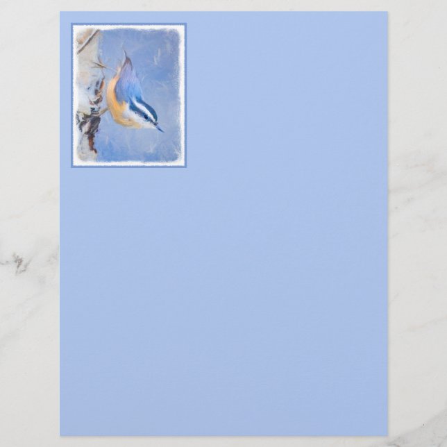 Papier Nuthatch à poitrine rouge Peinture d'art original  (Devant)