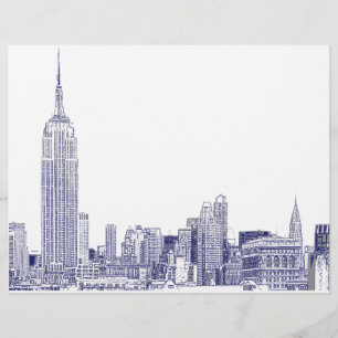 Papier NYC Skyline Etched 01 Blue