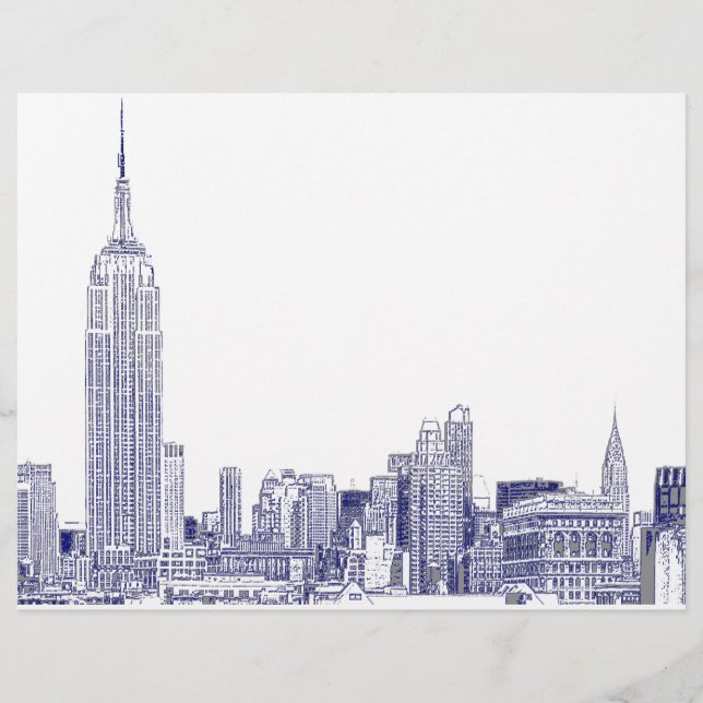 Papier NYC Skyline Etched 01 Blue (Devant)