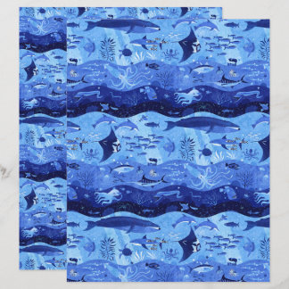Papier Ocean Depth Zones - Marine Animals Scrapbook Paper