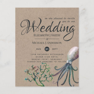 Papier Octopus Rustique Océan Mariage Invite Budget
