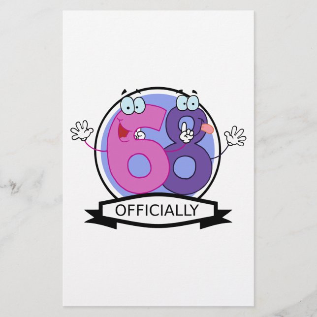 Papier Officiellement 68 Anniversaire. (Devant)