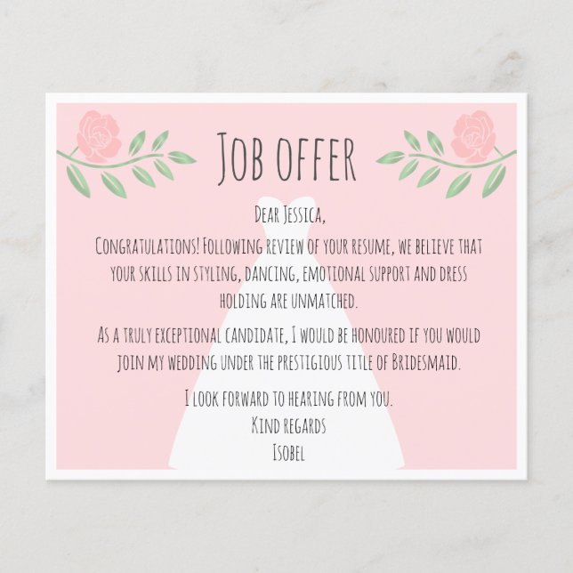 Papier Offre d'emploi pour femme de ménage de couleur ros (Devant)