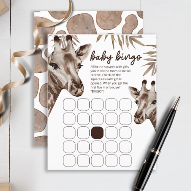 Papier Oh Baby Giraffe Neutral bébé jeu de bingo (Créateur téléchargé)