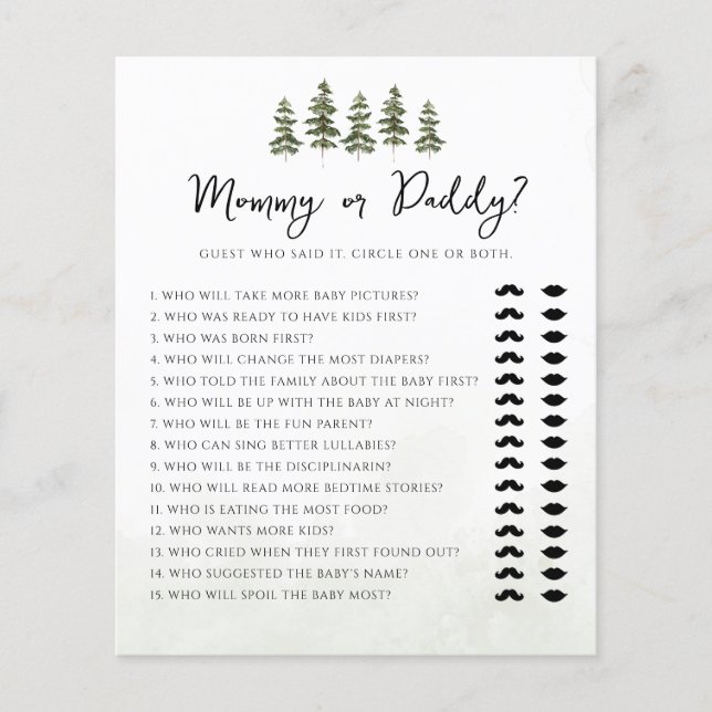 Papier Oh Baby Woodland Maman ou papa Baby shower jeu (Devant)