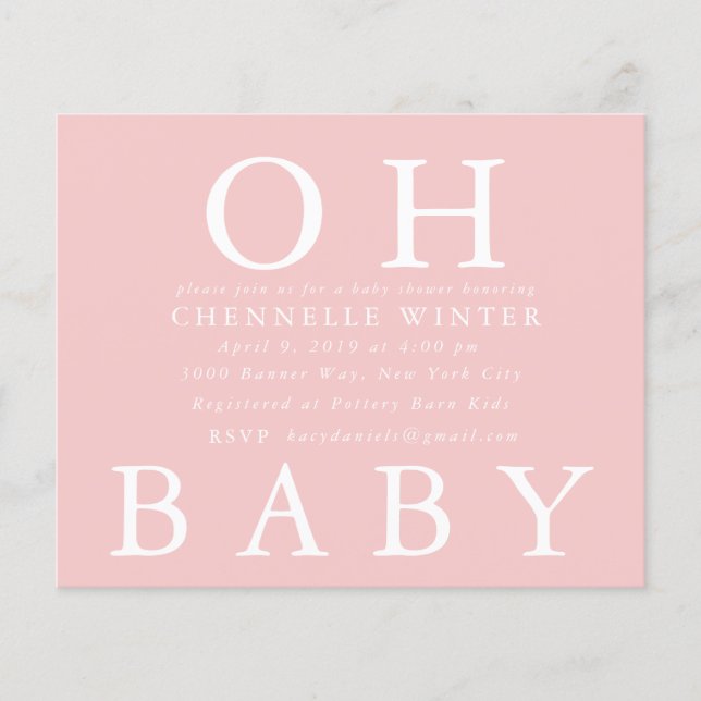 Papier Oh Bébé | Invitation à la Baby Shower (Devant)