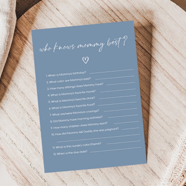 Papier Oh Boy Boho Minimalist Baby Shower Who knows Game (Modern Oh Boy Baby Shower Game)