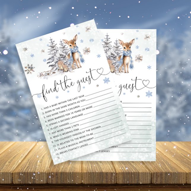 Papier Oh Deer Winter Baby Boy Shower Trouvez le jeu d'in (Créateur téléchargé)