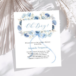Papier Oh garçon bleu arc Baby shower floral invitation