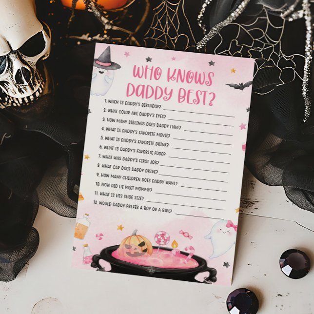 Papier Oh Sheet Ghoul Halloween Qui connaît Daddy Best Ga (Pink Oh Sheet Baby Shower Who knows Daddy Best Game)