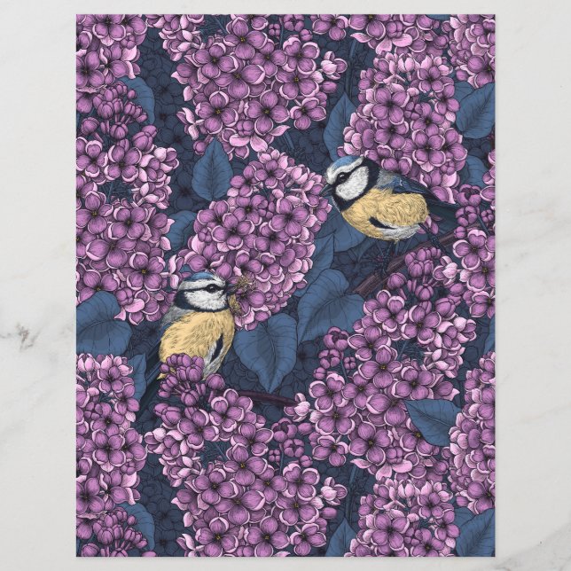 Papier Oiseaux dans le jardin violet lilas (Devant)