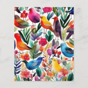 Papier Oiseaux et fleurs colorés
