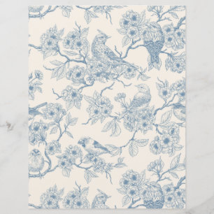 Papier Oiseaux et fleurs de cerisier en bleu et blanc cas