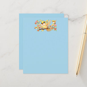 Papier Oiseaux mignons et heureux parmi les fleurs du pri