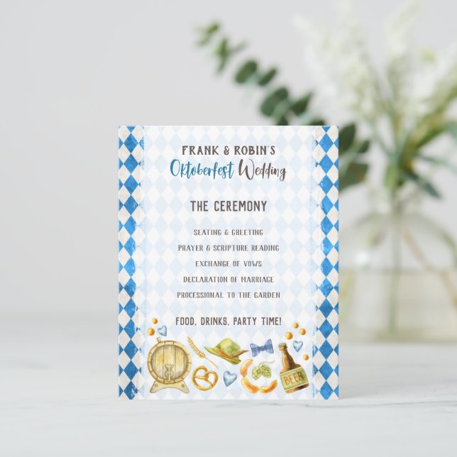 Papier Oktoberfest Mariage Rustic Ceremony Party Programm (Debout devant)