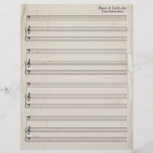 Papier Old Torn Edges Blond Sheet Musique Bass Clef