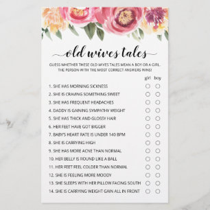 Papier Old Wives Tales Jeu Baby shower partie