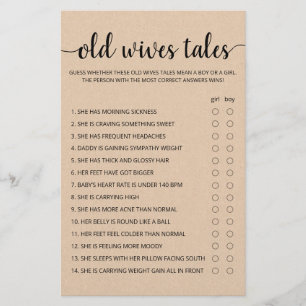 Papier Old Wives Tales Jeu Baby shower partie