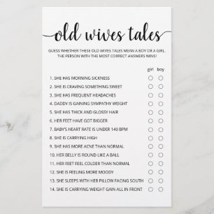 Papier Old Wives Tales Jeu Baby shower partie