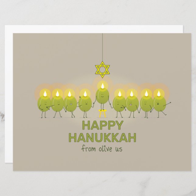 Papier Olive Hanoukka Menorah (Devant / Derrière)