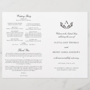 Papier Olivia Black & White Catholic Mariage Mass Program