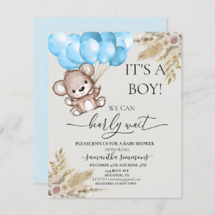 Papier On Peut Attendre Baby shower Teddy Bear Boho Boho 