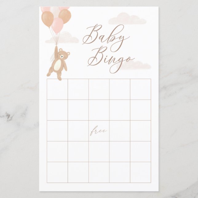 Papier On Peut Attendre Jeune Fille Baby shower Bingo Jeu (Devant)