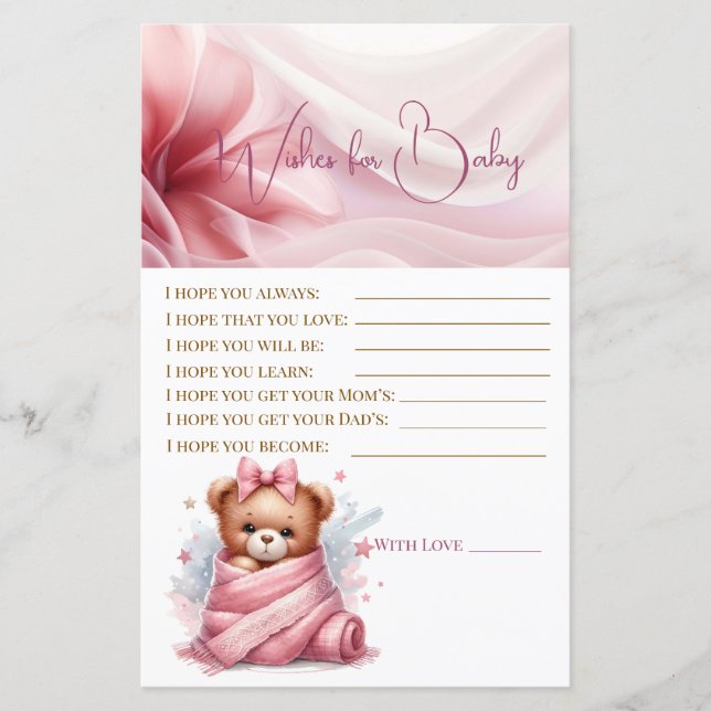 Papier On peut attendre le Baby shower rose (Devant)