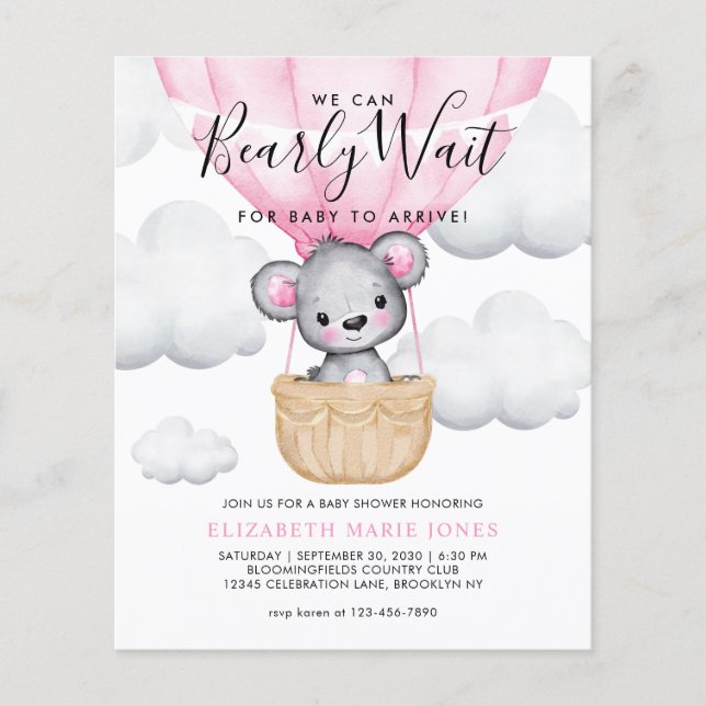 Papier On Peut Attendre Le Baby shower Rose Balloon Girl (Devant)