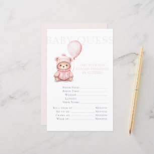 Papier On Peut Attendre Pink Bear Girl Baby shower Jeu