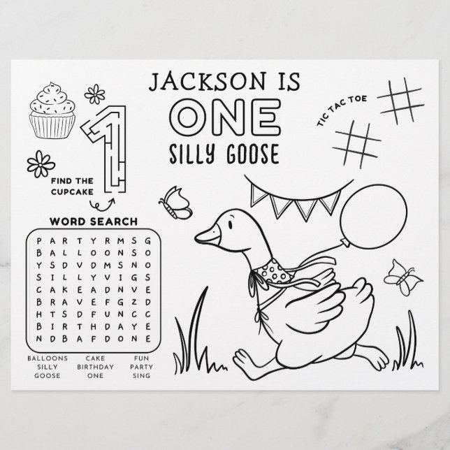 Papier One Silly Goose 1st Birthday Activity Placemat (Devant)