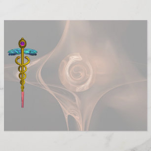 Papier OR CADUCUS SYMBOLE MÉDICALE, Rose fractal