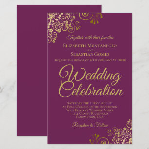 Papier Or Lace Magenta BUDGET Faire-part de mariage Grand