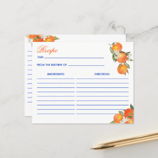 Papier Orange blue azulejo talavera tiles recipe card