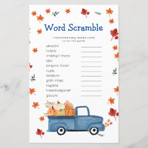 Papier Orange Citrouille Vintage Truck Word jeu de course