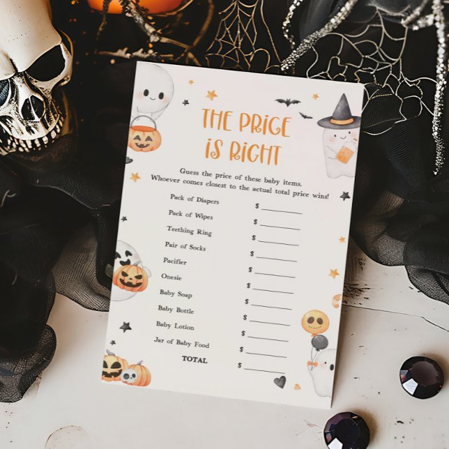 Papier Orange Little Boo Le prix est le bon jeu (Baby is Brewing Baby Shower The Price is Right Game)