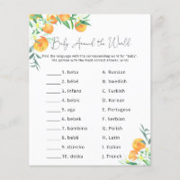 Oranges Citrus - Jeu pour Baby Shower