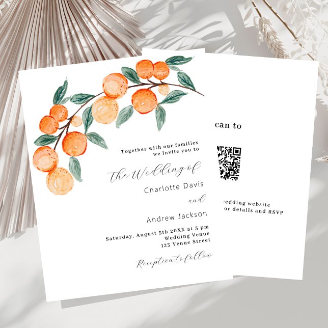 Papier Oranges de Citrus QR RSVP faire-part de mariage bu (Créateur téléchargé)