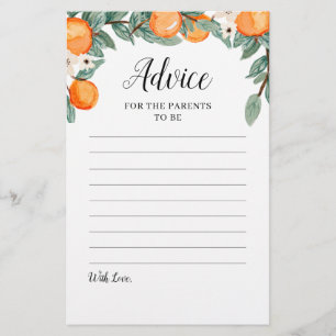 Papier Oranges Twin Baby shower Conseils pour les parents