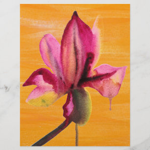 Papier Orchidée violette couleur orange pop art fleur